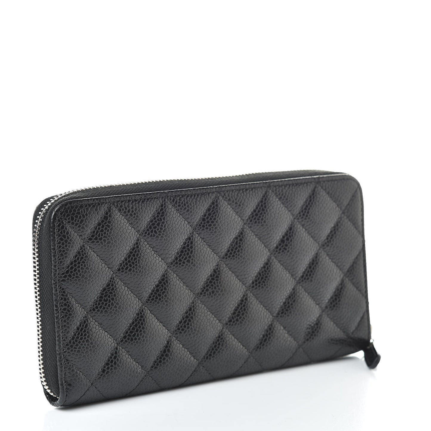 Caviar Quilted Large Gusset Zip Around Wallet Black