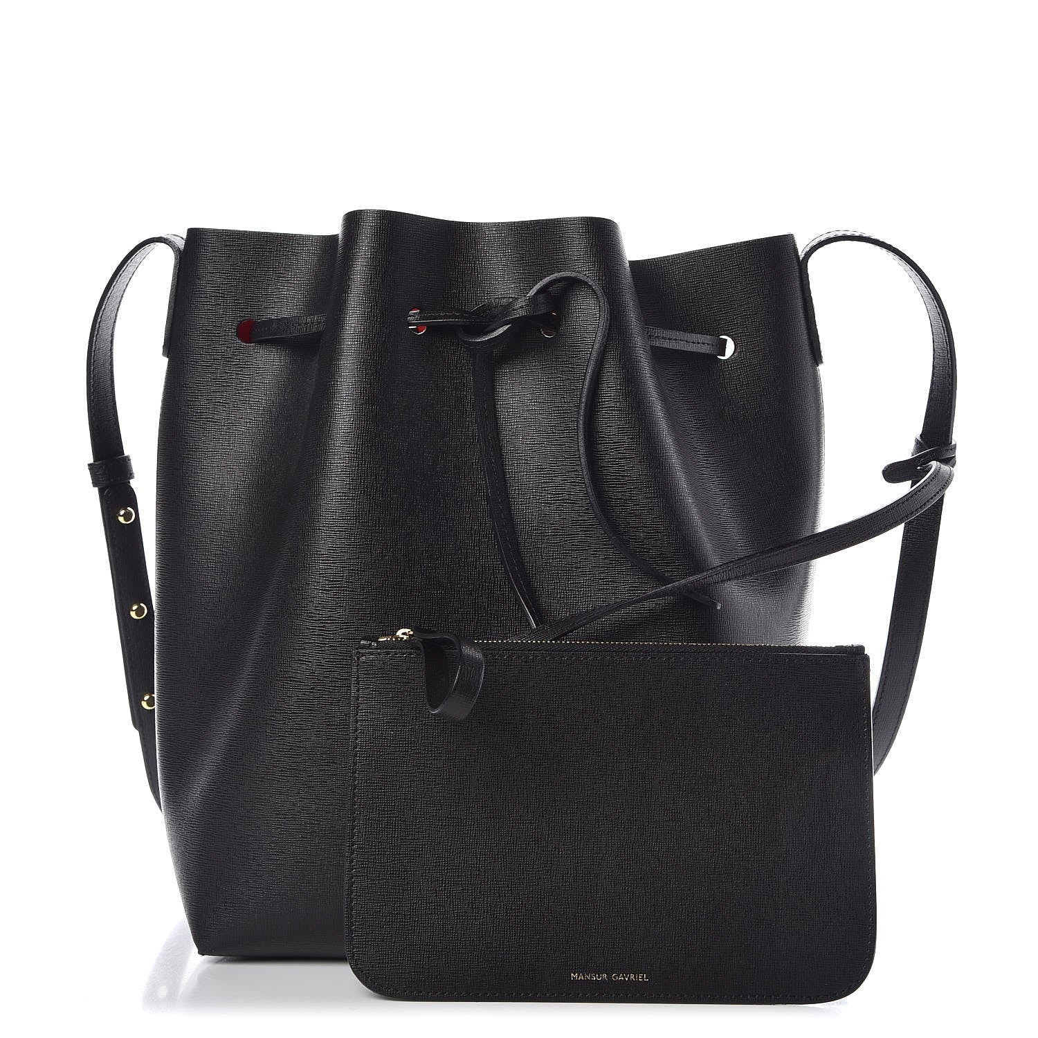 Mansur Gavriel Saffiano Bucket Bag Black Flamma 3 of 8