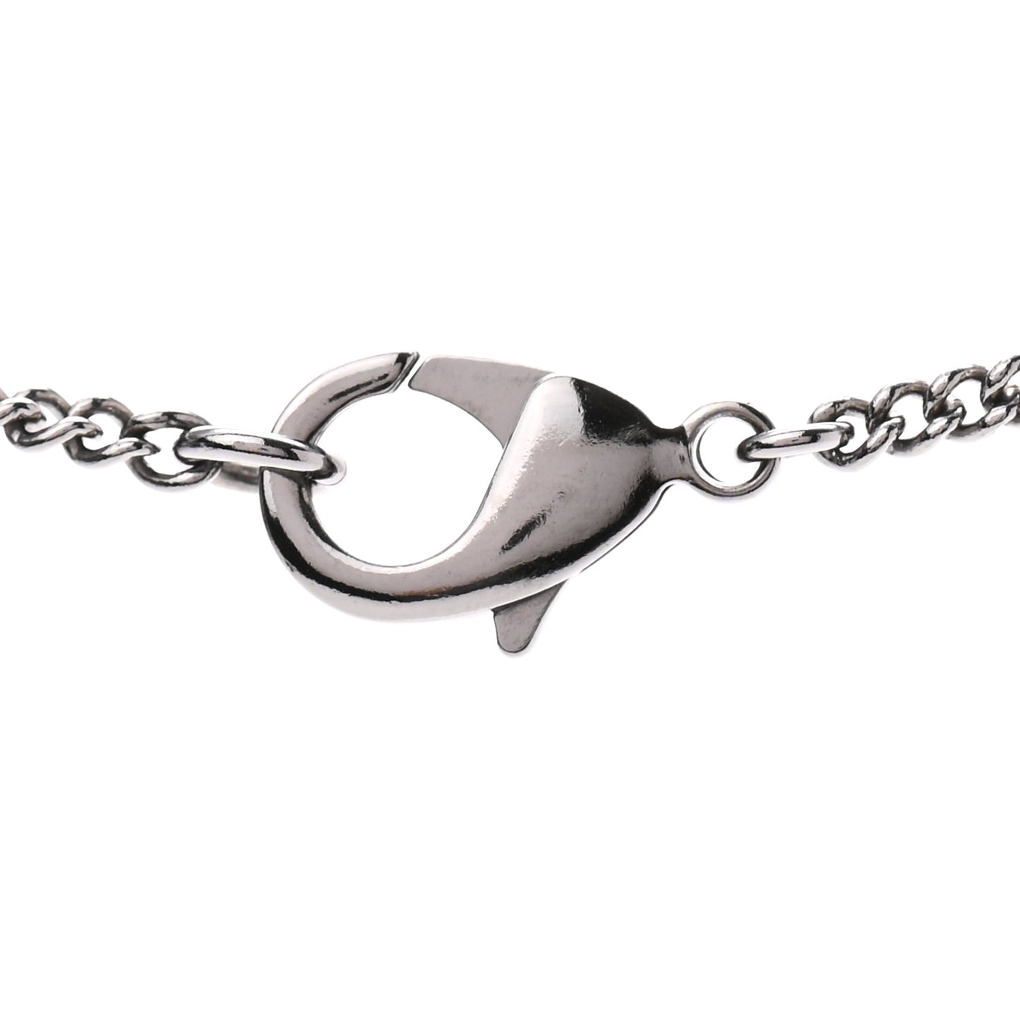 Metal Crystal Ruthenium Dog Tag Charm Necklace Silver