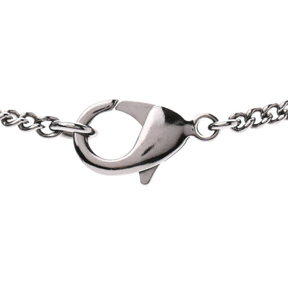 Chanel Metal Crystal Ruthenium Dog Tag Charm Necklace Silver 4 of 5
