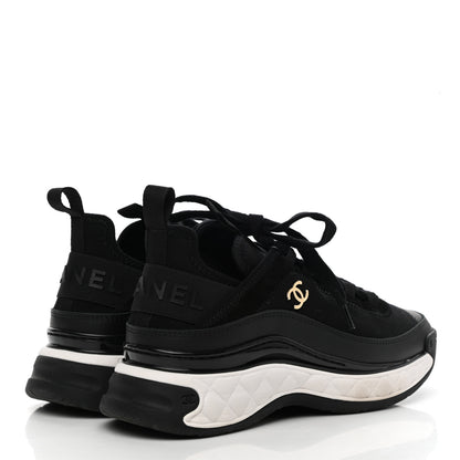 Chanel Velvet Calfskin Mixed Fibers CC Sneakers 35 Black 4 of 10