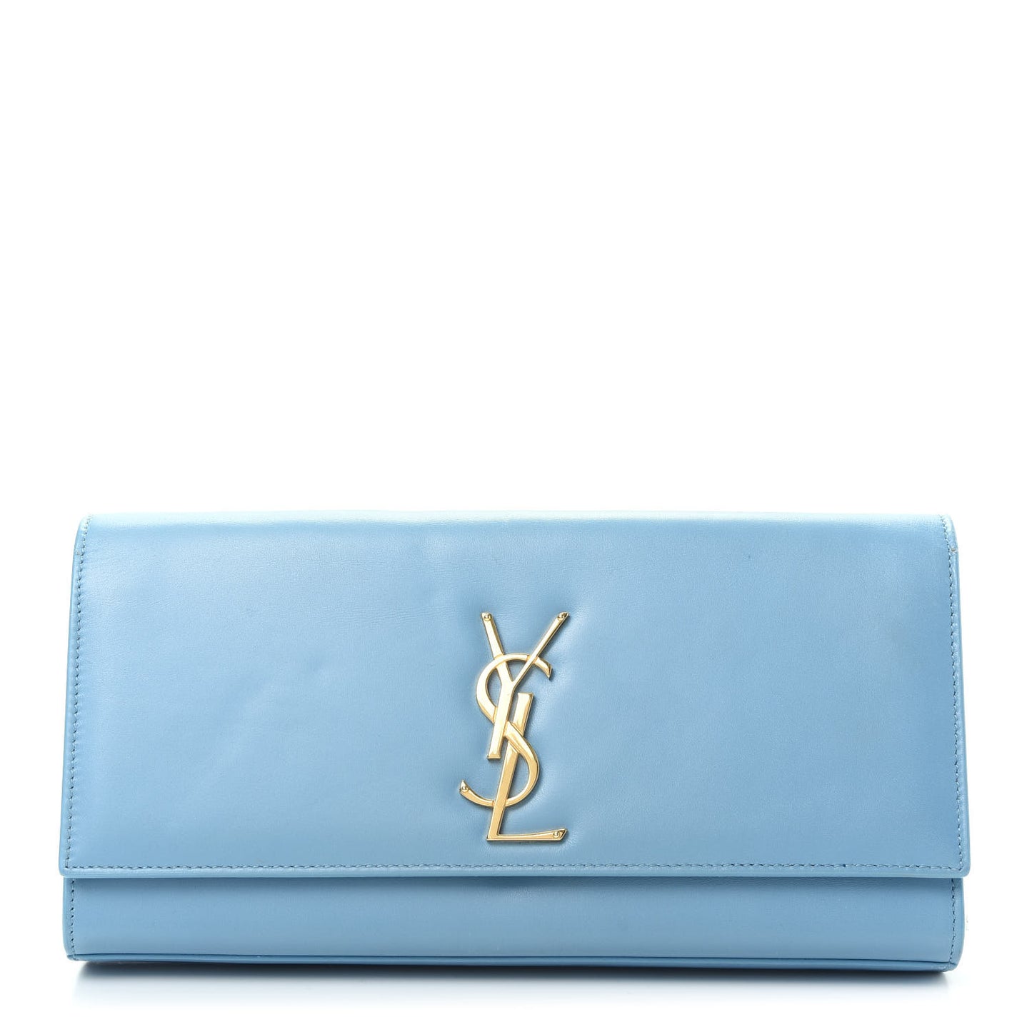 Smooth Calfskin Classic Monogram Cassandre Clutch Blue Glacier