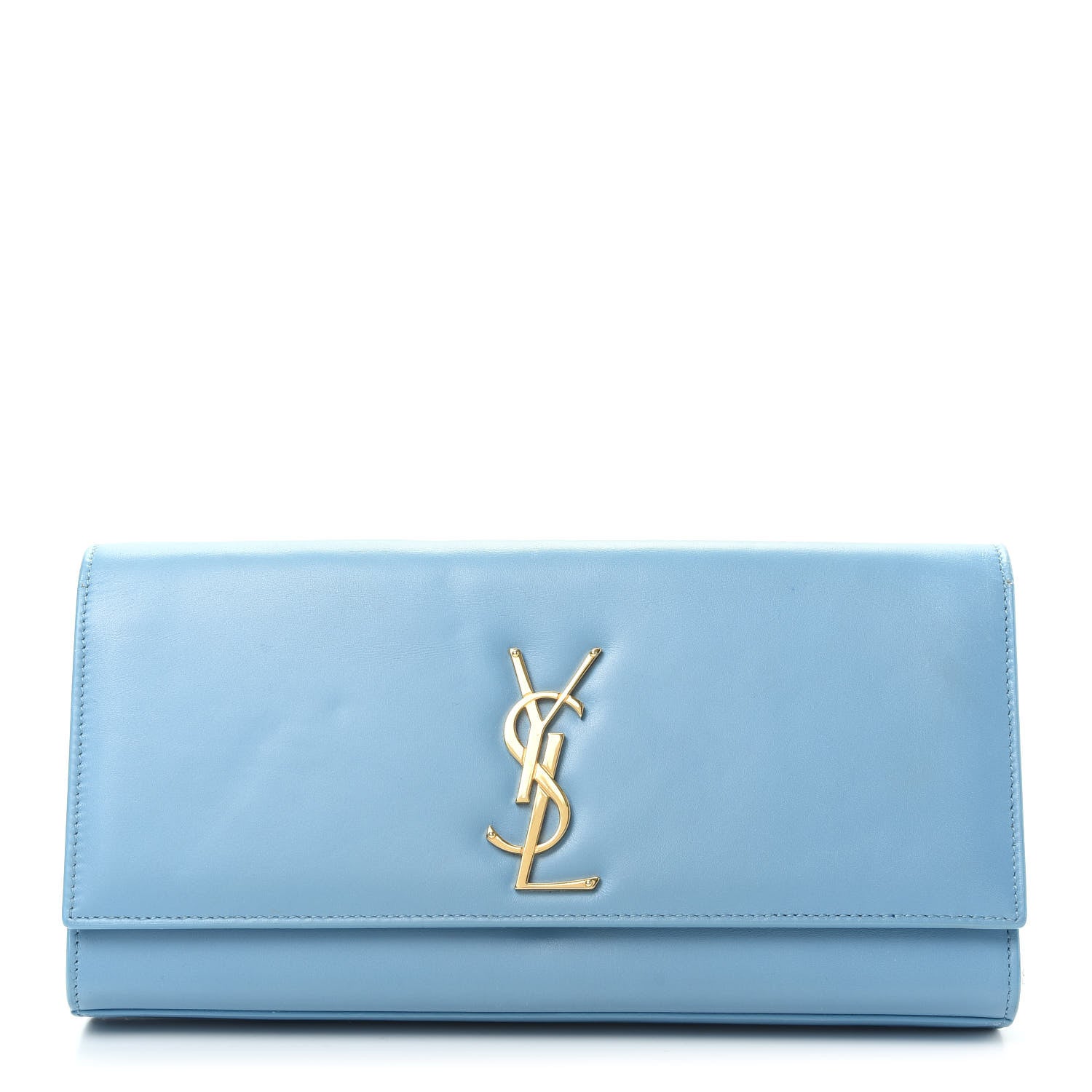 Saint Laurent Smooth Calfskin Classic Monogram Cassandre Clutch Blue Glacier 1 of 8
