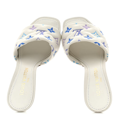 Louis Vuitton Lambskin Embossed Monogram By The Pool Revival High Heel Mules 38.5 White Blue Purple 2 of 10