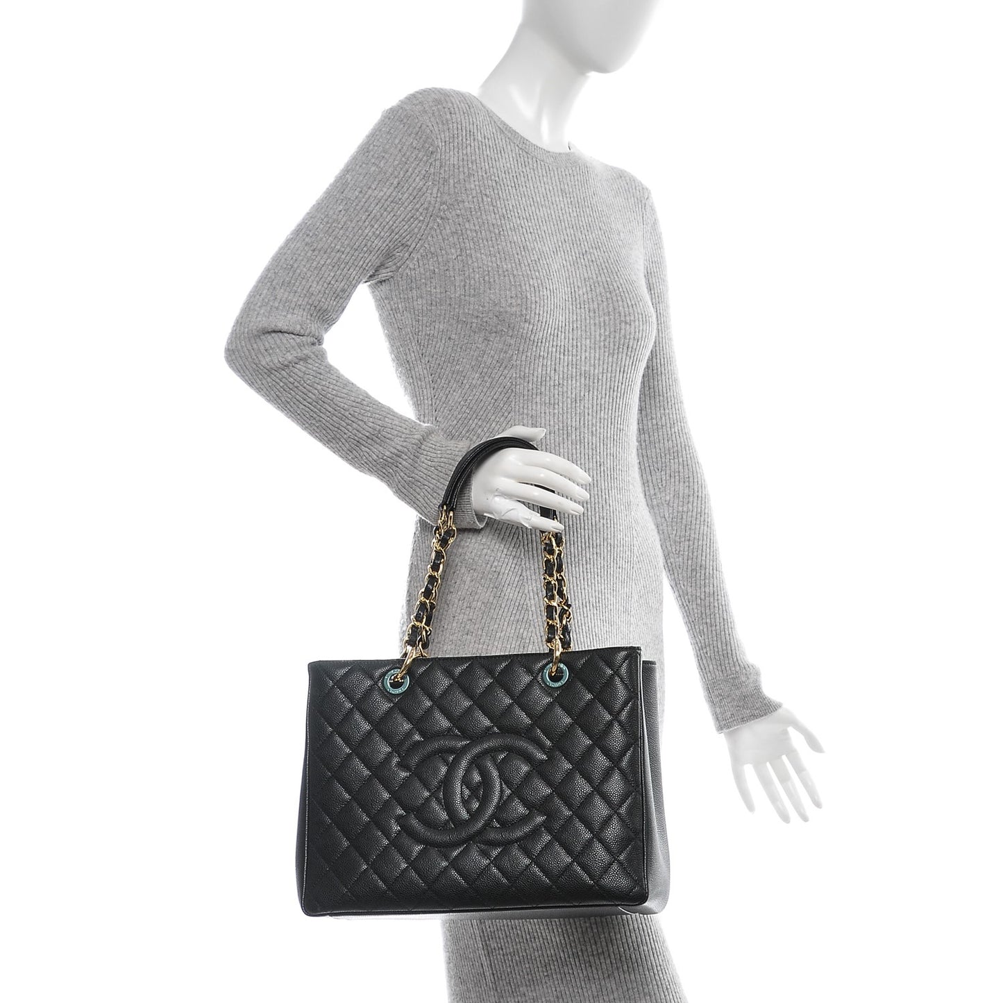 Caviar Quilted Grand Shopping Tote GST Black