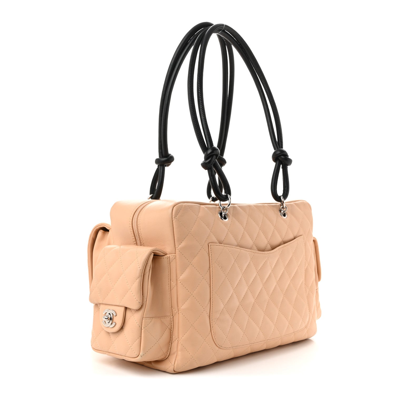 Chanel Calfskin Quilted Large Cambon Multipocket Reporter Beige Black 3 of 10