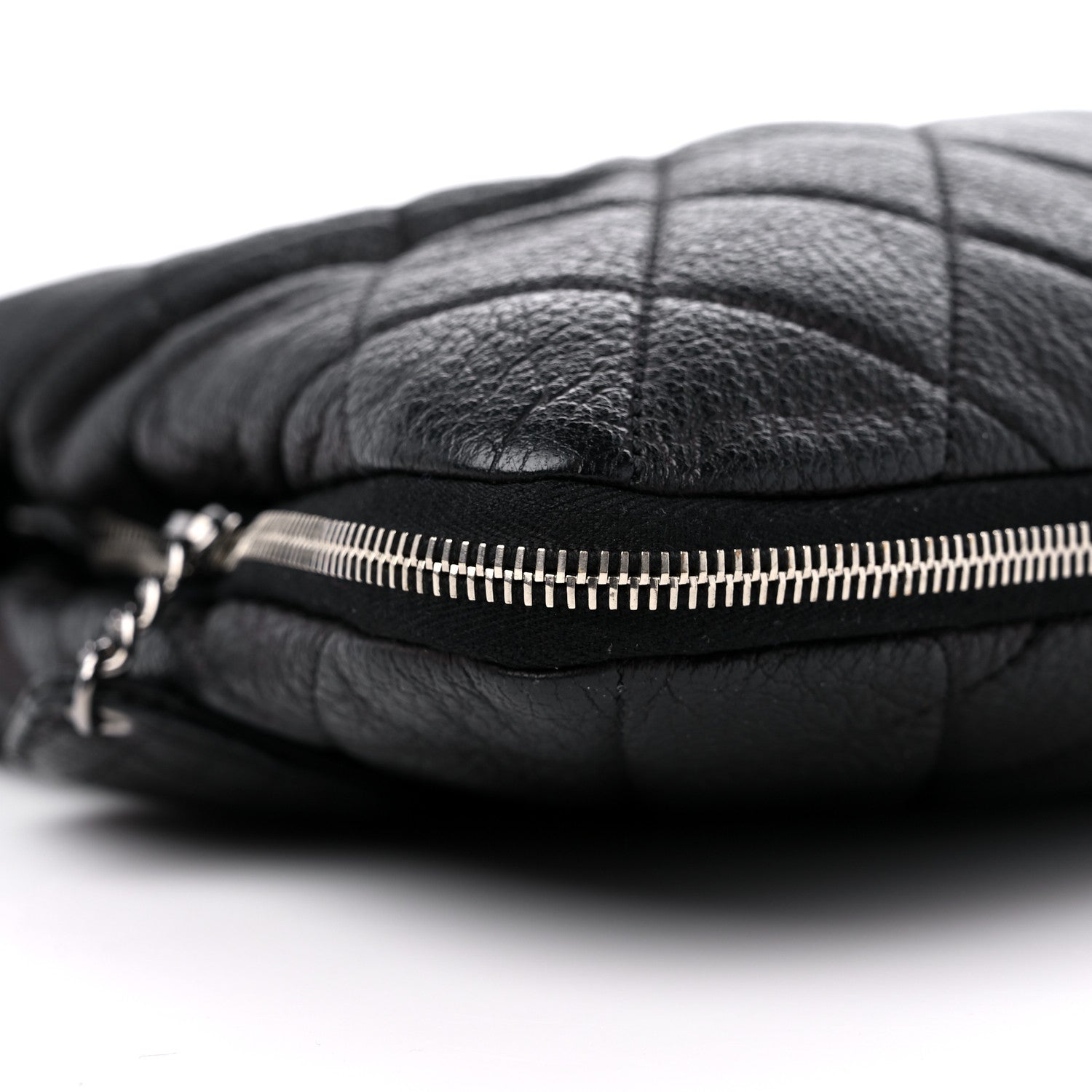 Chanel Calfskin Quilted Expandable Zip Shoulder Bag Black 8 of 12