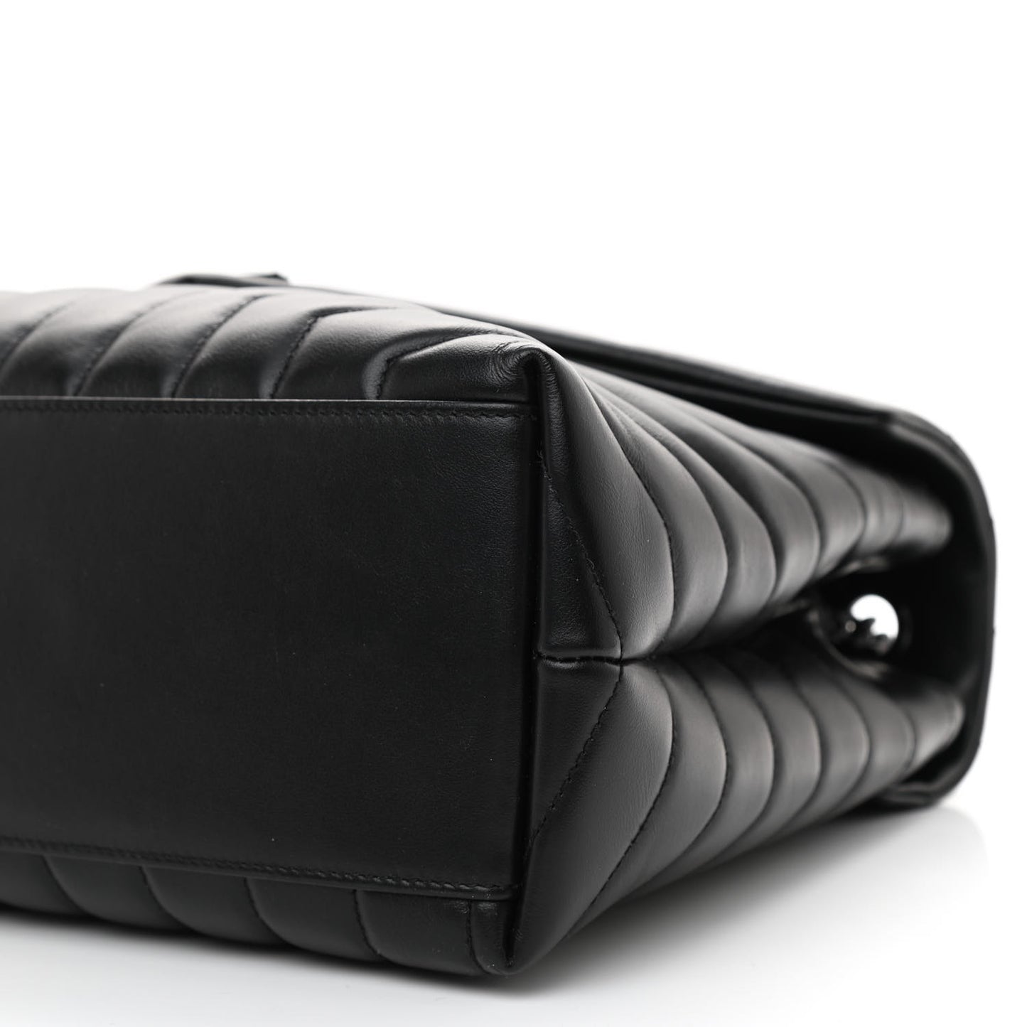 Calfskin Y Quilted Monogram Monochrome Medium Loulou Chain Satchel Black