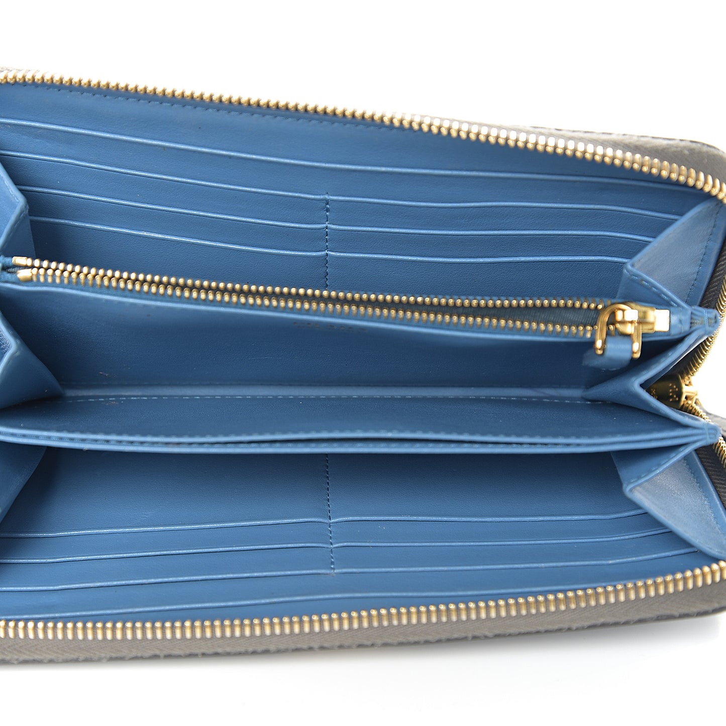 Vitello Daino Zip Around Wallet Marmo Cobalto