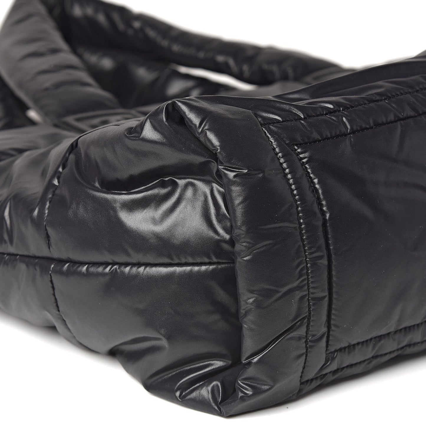 Nylon Quilted Medium Coco Cocoon Reversible Tote Black