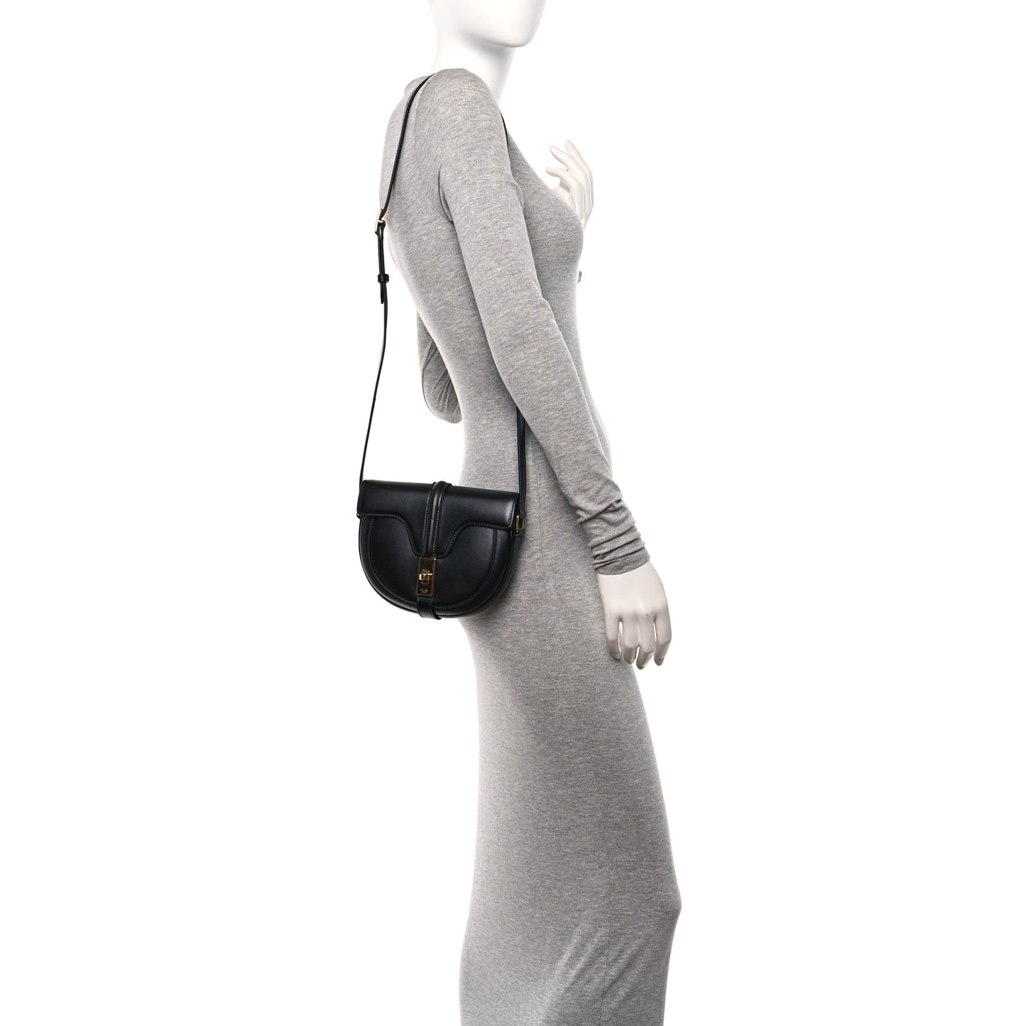Satinated Calfskin Besace Small 16 Black