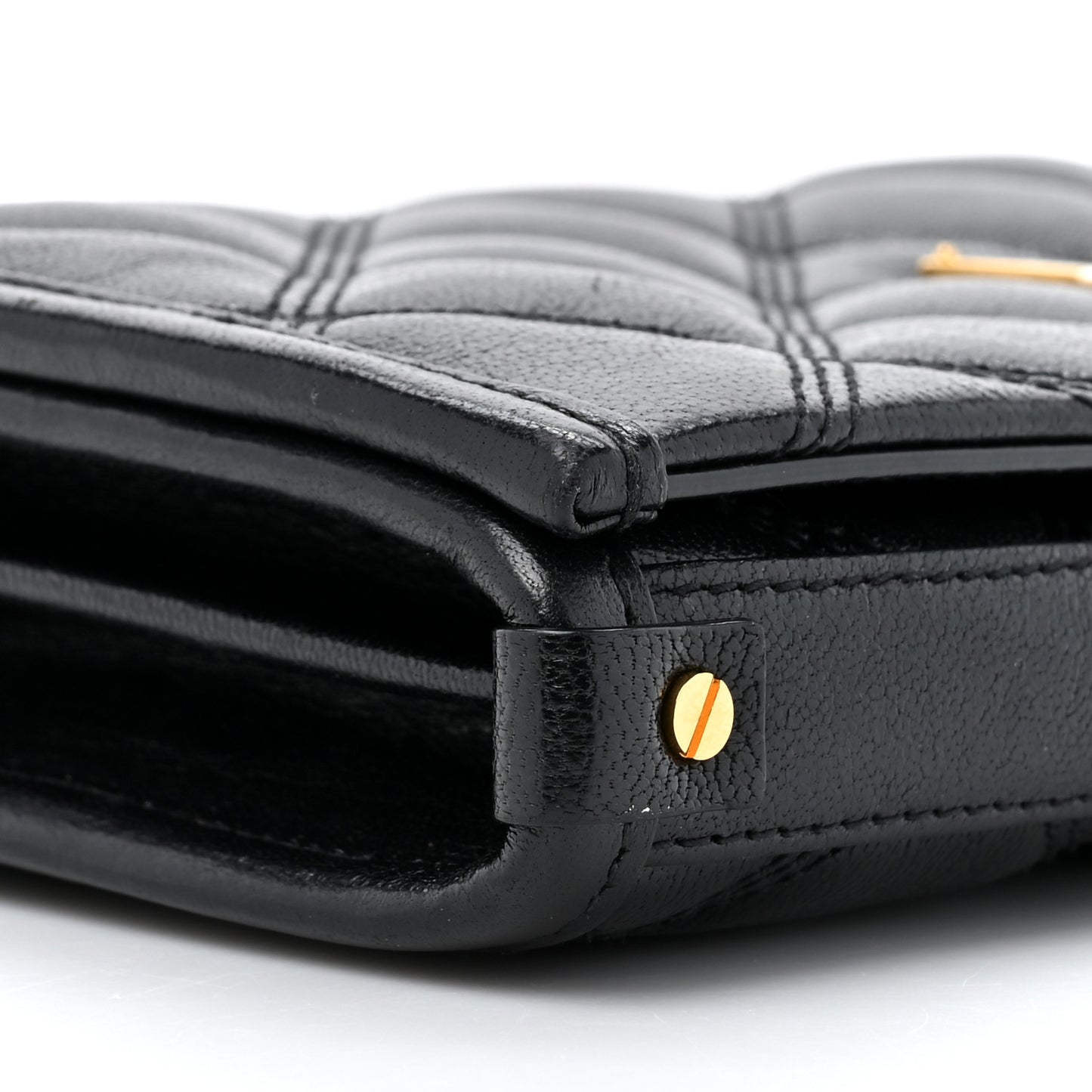 Lambskin Diamond Quilted Becky Chain Wallet Black