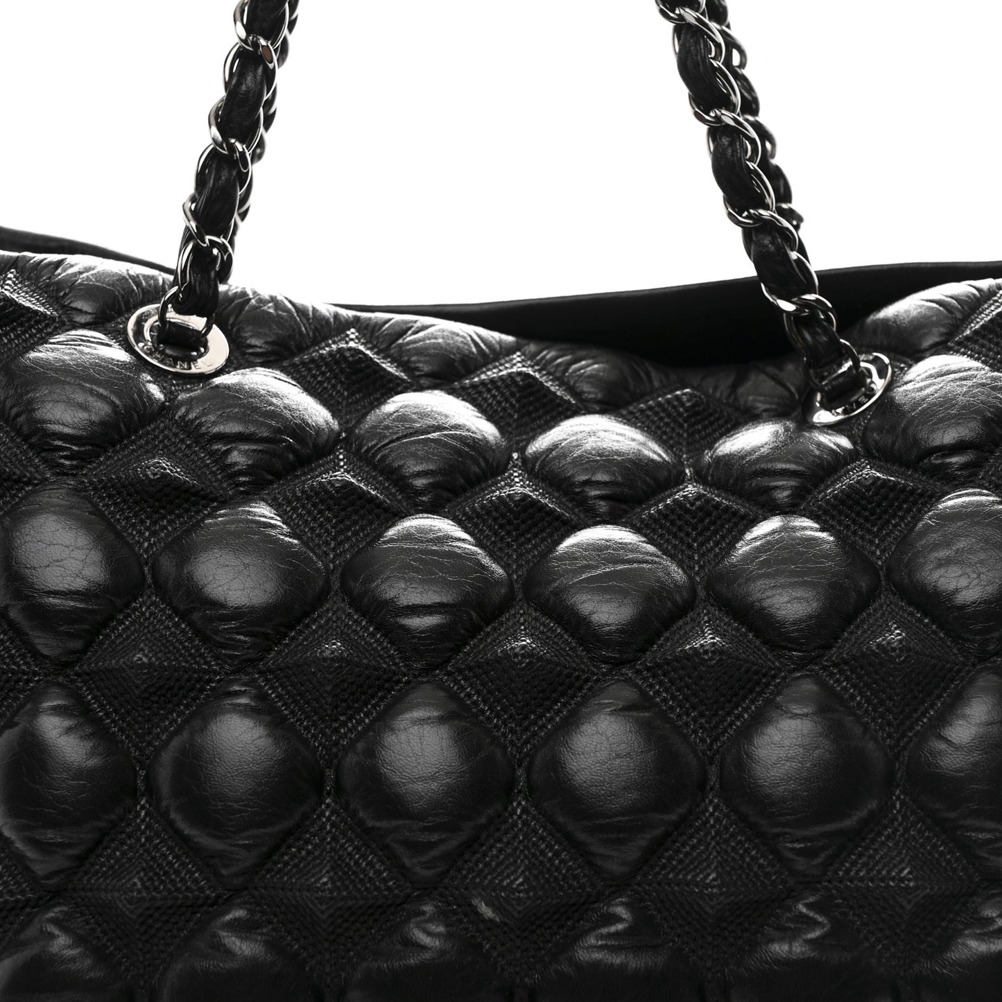 Glazed Lambskin Quilted Large Stravinsky Tote Black