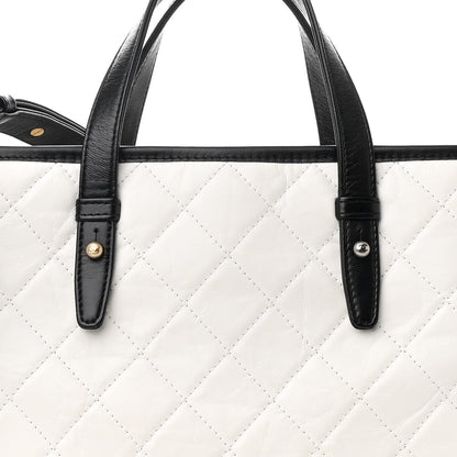 Chanel Aged Calfskin Quilted Large Gabrielle Shopping Tote White Black 8 of 10