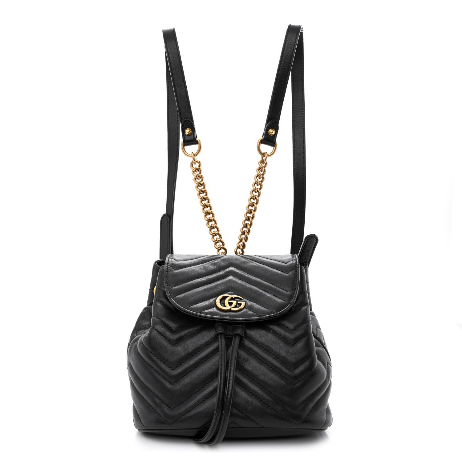 Gucci Calfskin Matelasse GG Marmont Flap Backpack Black 1 of 13