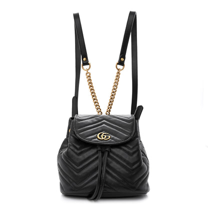 Gucci Calfskin Matelasse GG Marmont Flap Backpack Black 1 of 13