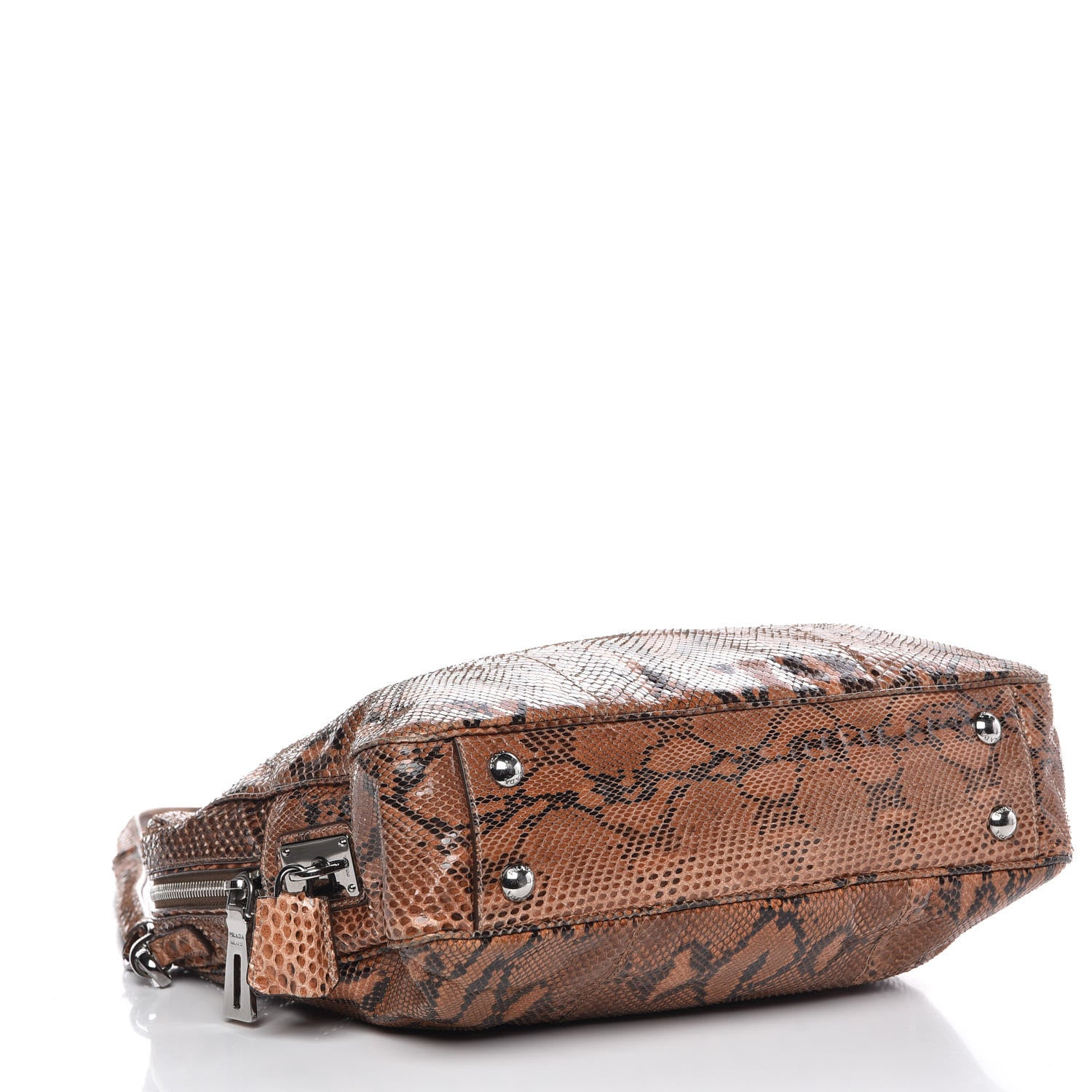 Prada Shiny Python Bauletto Tote Brandy 4 of 11