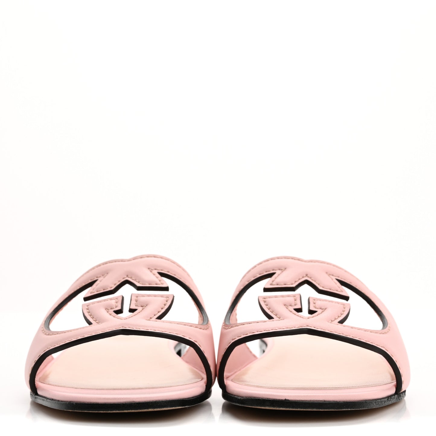 Cosmos Softy Calfskin Interlocking G Cut Out Slide Sandals 37.5 Candy Cotton