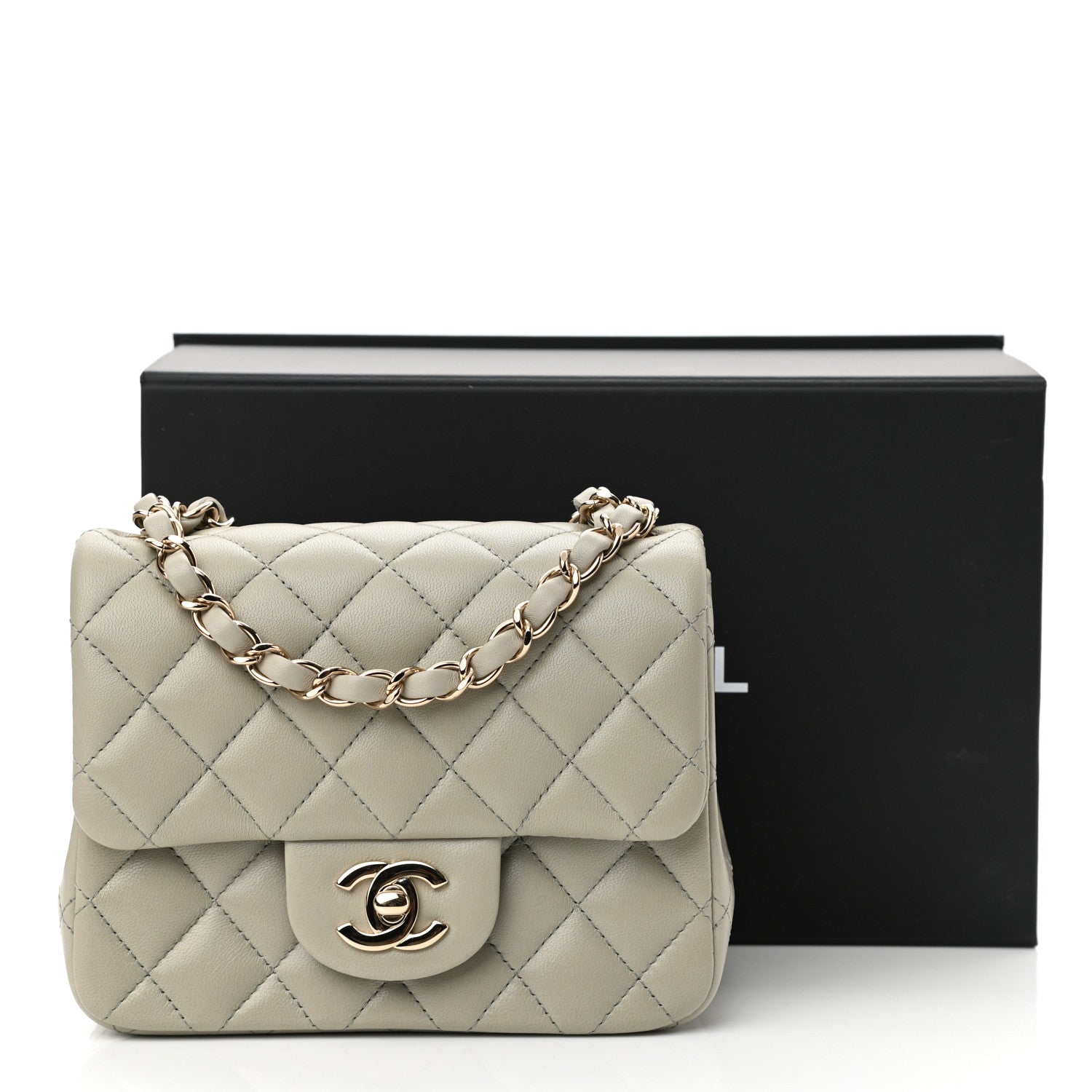 Chanel Lambskin Quilted Mini Square Flap Grey 11 of 11