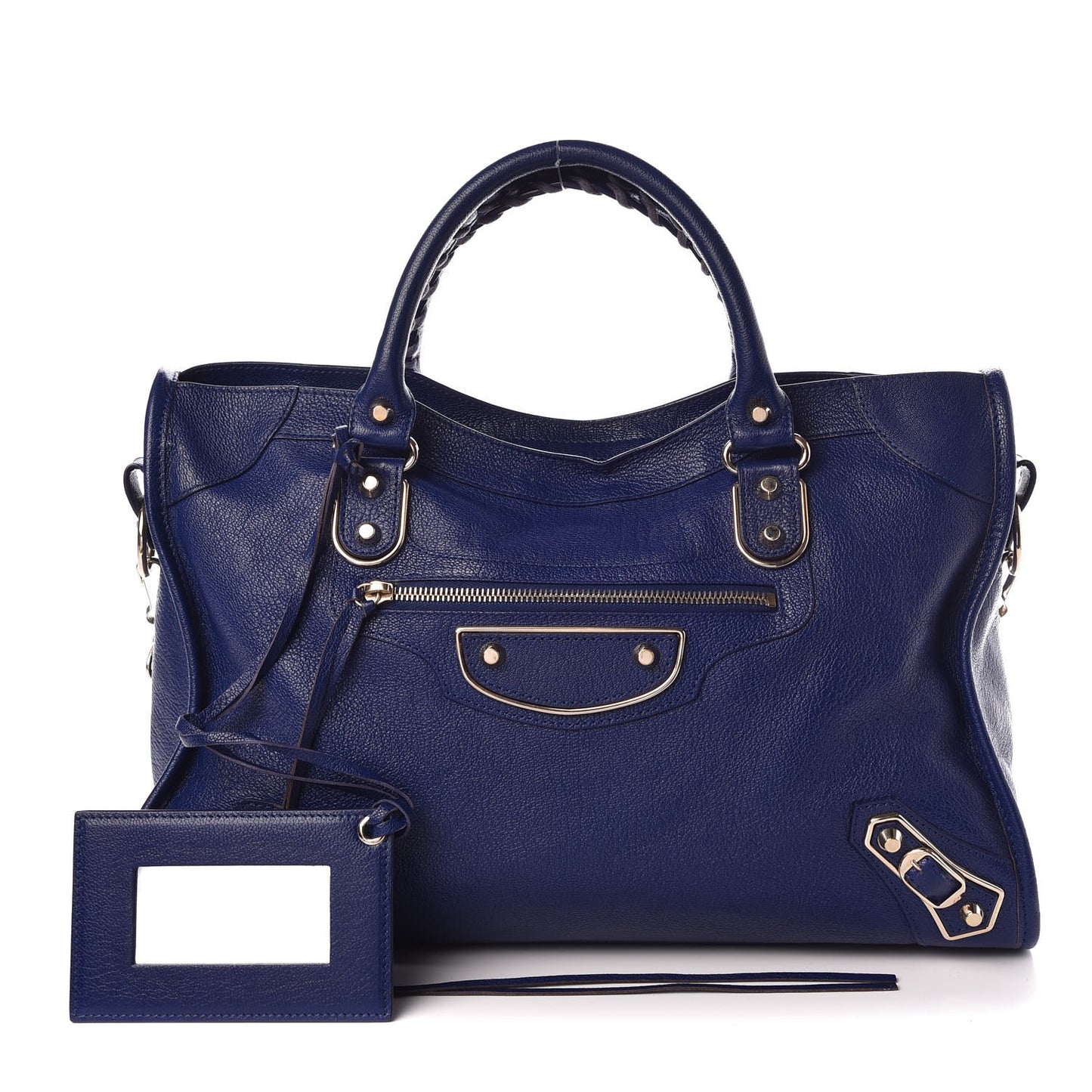 Chevre Gold Metallic Edge Hardware City Bleu Roi
