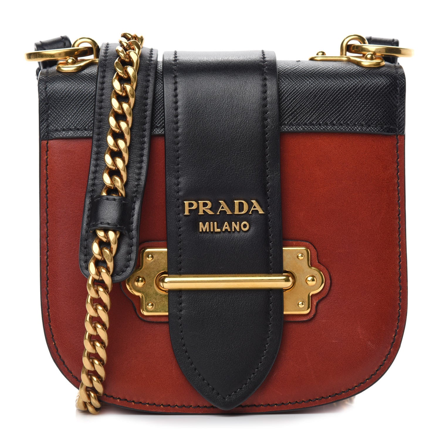 Prada City Calf Saffiano Cahier Crossbody Bag Cotto Black 1 of 9