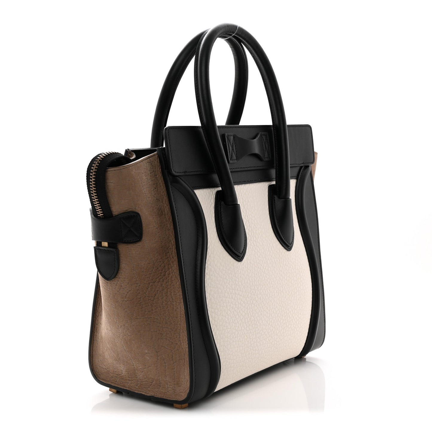 Bullhide Calfskin Nubuck Micro Tri-Color Luggage White Khaki