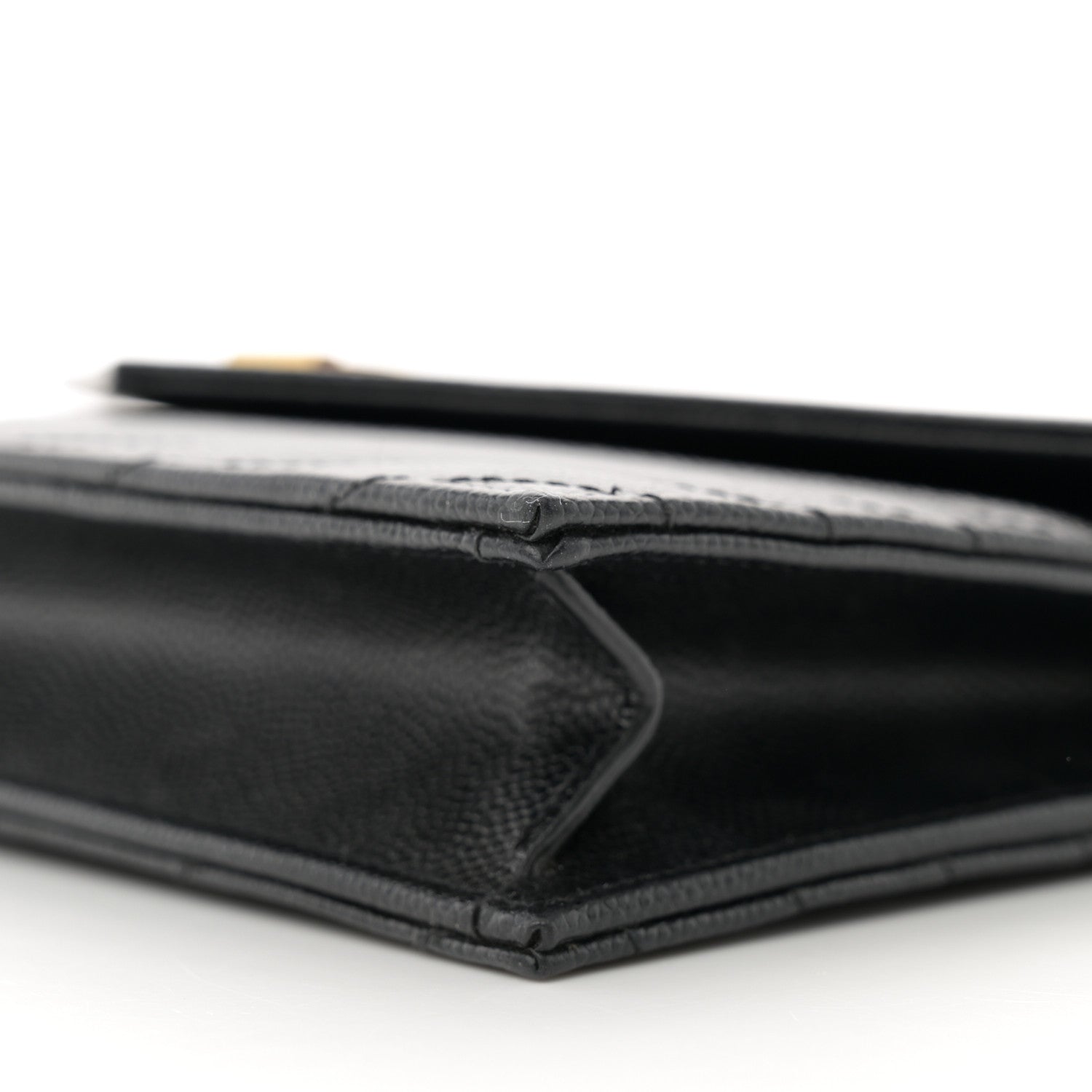 Saint Laurent Grain De Poudre Matelasse Chevron Monogram Envelope Chain Wallet Black 11 of 13