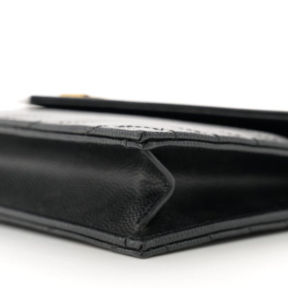 Saint Laurent Grain De Poudre Matelasse Chevron Monogram Envelope Chain Wallet Black 11 of 13