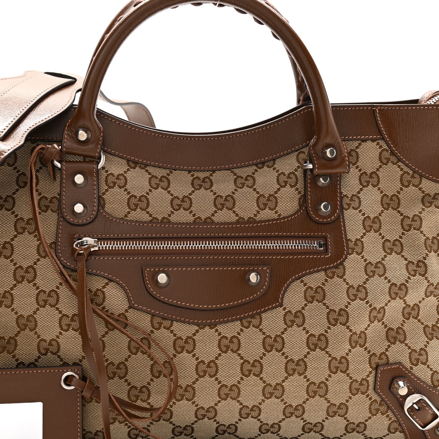 X GUCCI GG Monogram Azalea Calfskin Neo Classic Silver Hardware Medium City Beige Ebony Brown Sugar