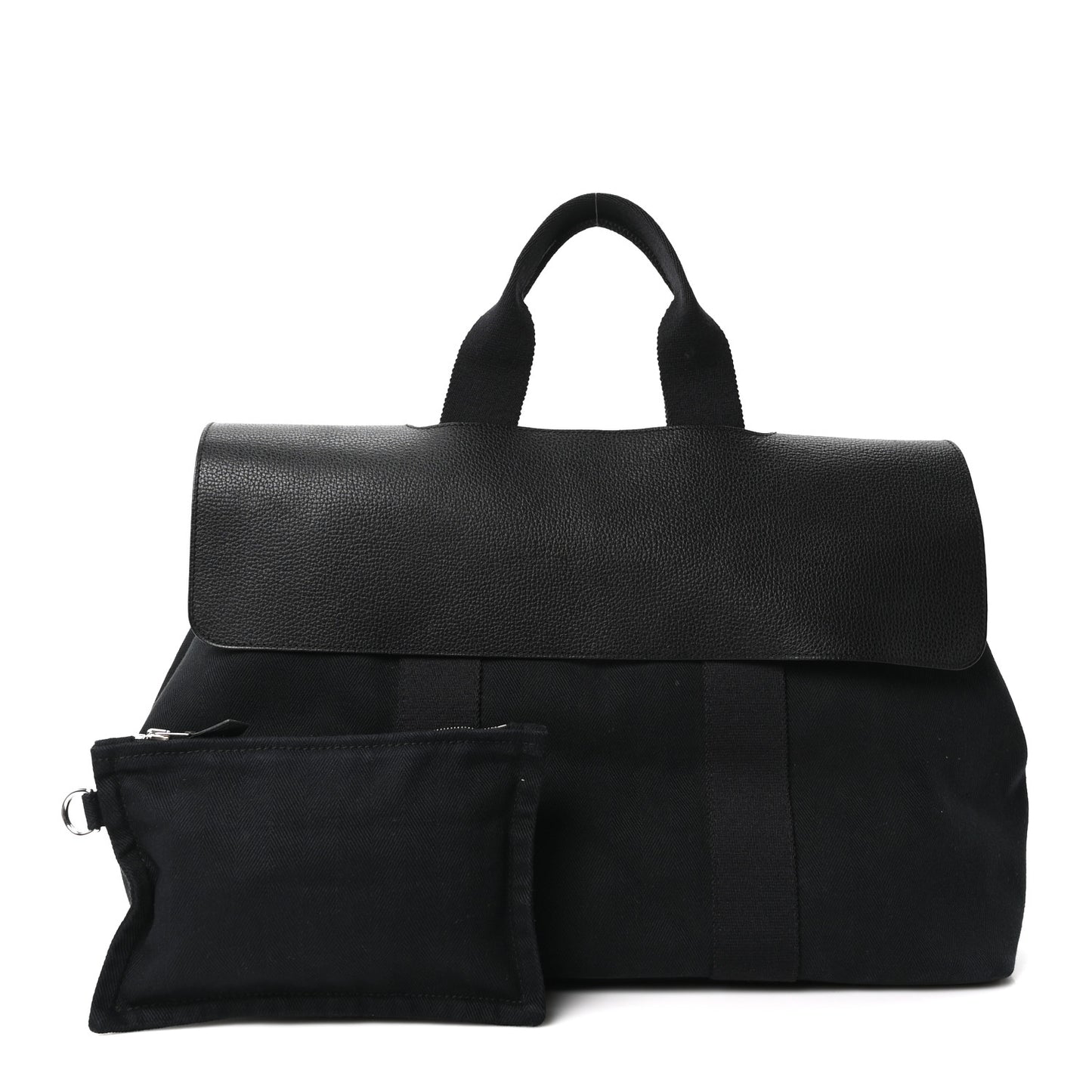 Chevron Herringbone Toile Vache Liegee Valparaiso Tote  MM Black