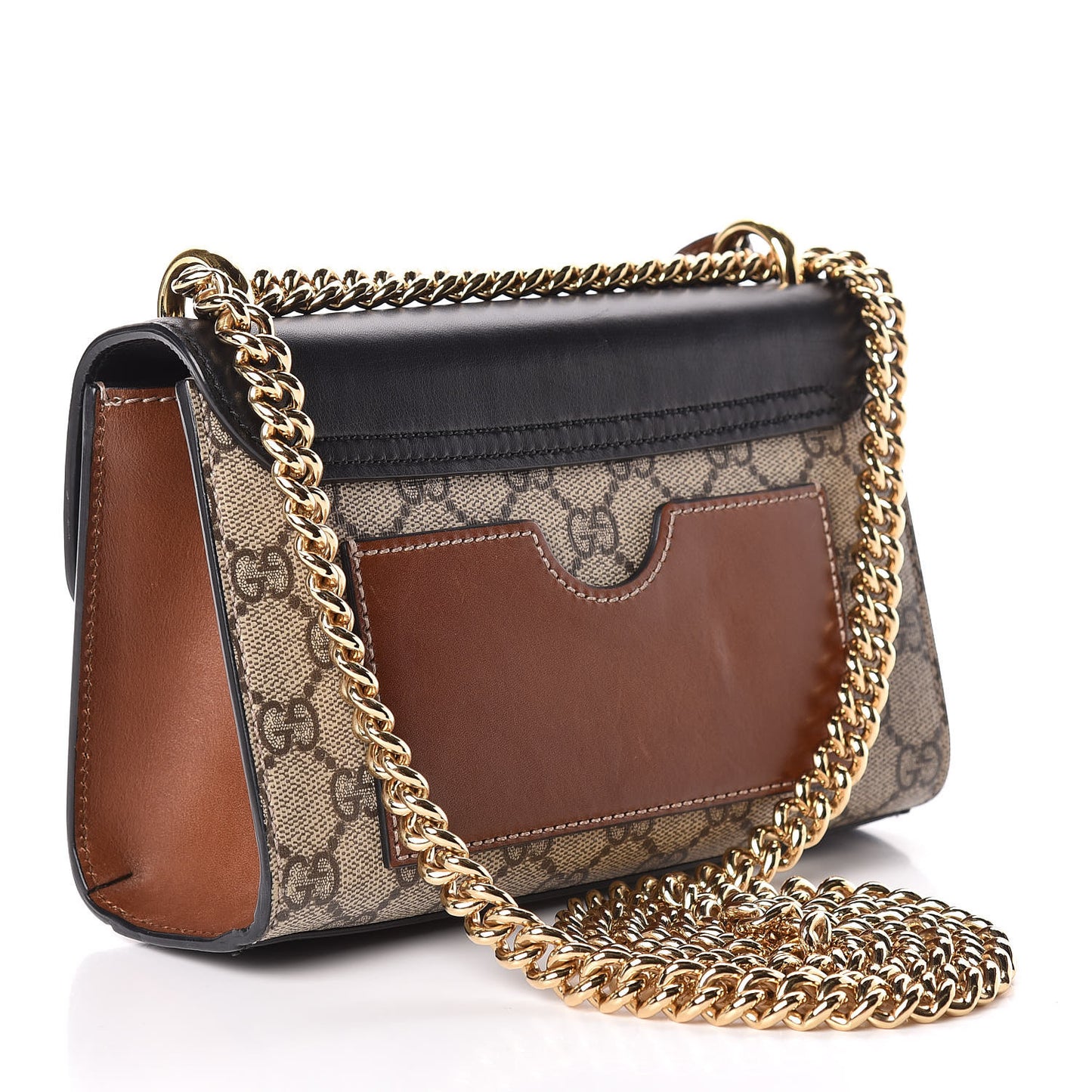 GG Supreme Monogram Calfskin Small Padlock Shoulder Bag Beige Black Cuir