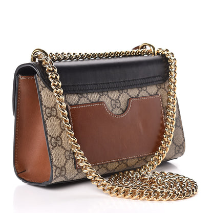 Gucci GG Supreme Monogram Calfskin Small Padlock Shoulder Bag Beige Black Cuir 3 of 14