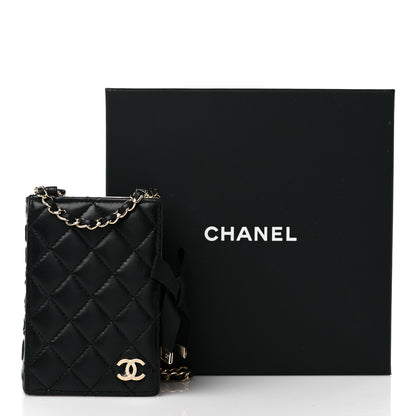 Chanel Lambskin Quilted Book Card Holder on Chain Black 16 of 16