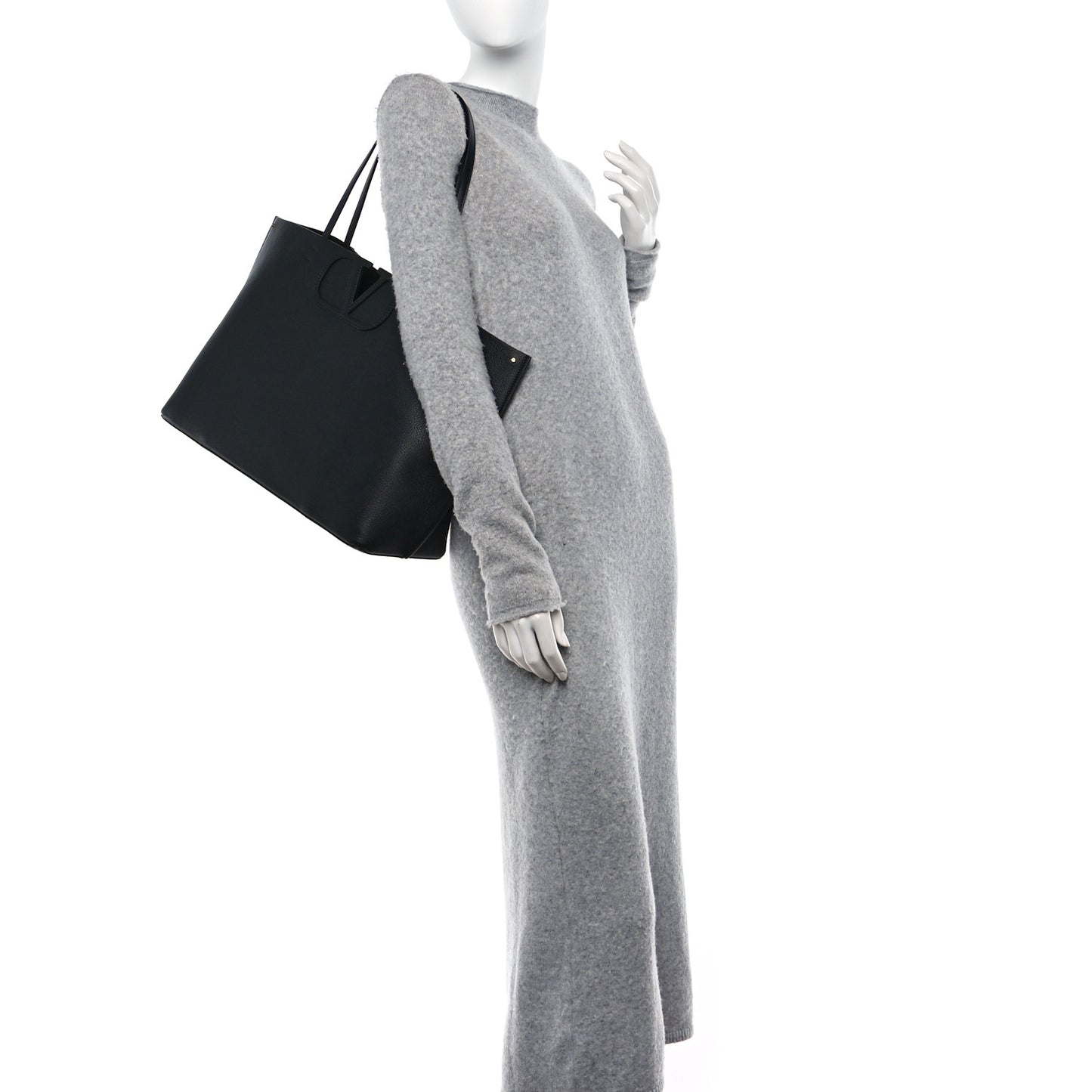 Calfskin Large Vlogo Fillme Tote Black