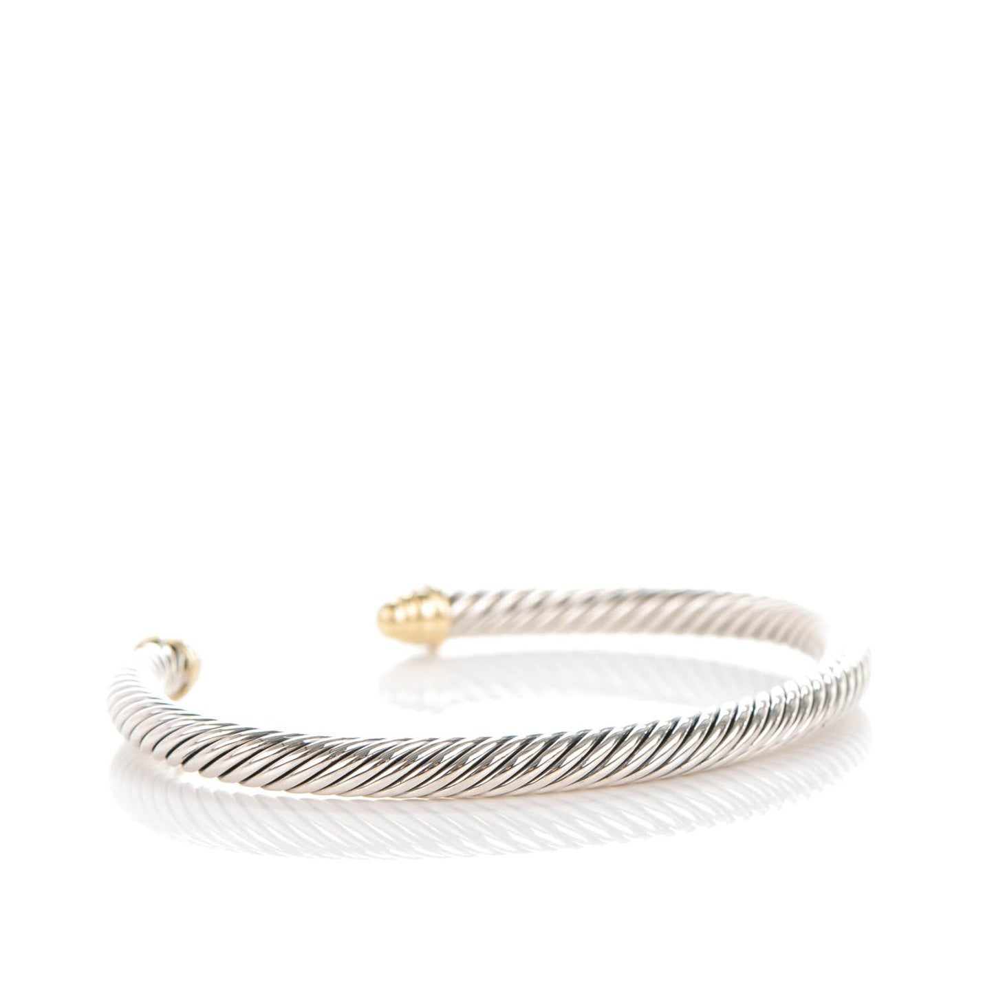 Sterling Silver 18K Yellow Gold Diamond 5mm Cable Classics Bracelet