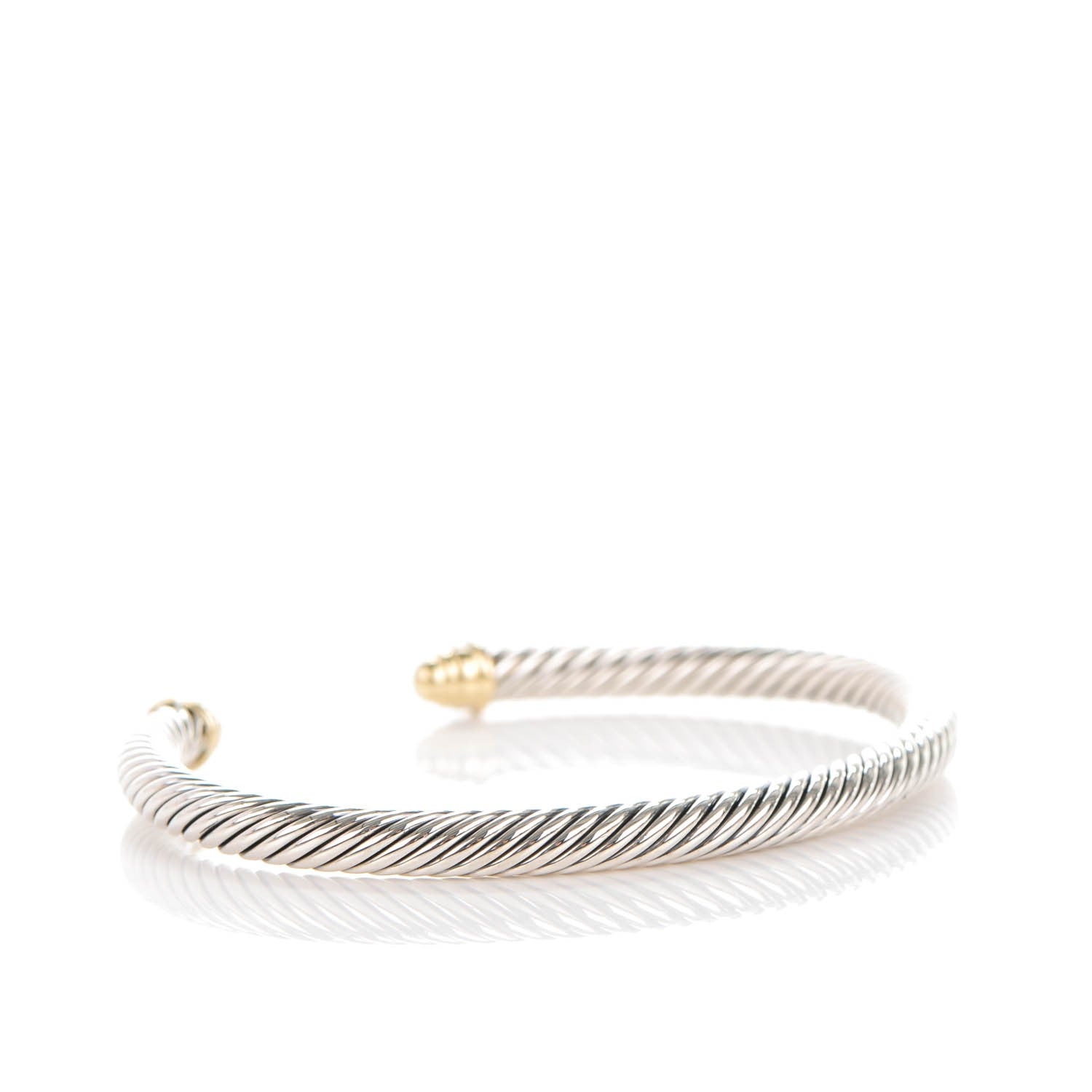 David Yurman Sterling Silver 18K Yellow Gold Diamond 5mm Cable Classics Bracelet 4 of 6
