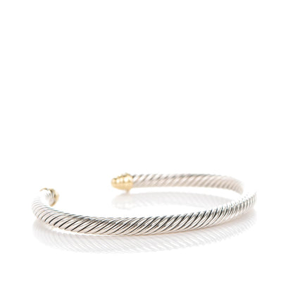 David Yurman Sterling Silver 18K Yellow Gold Diamond 5mm Cable Classics Bracelet 4 of 6