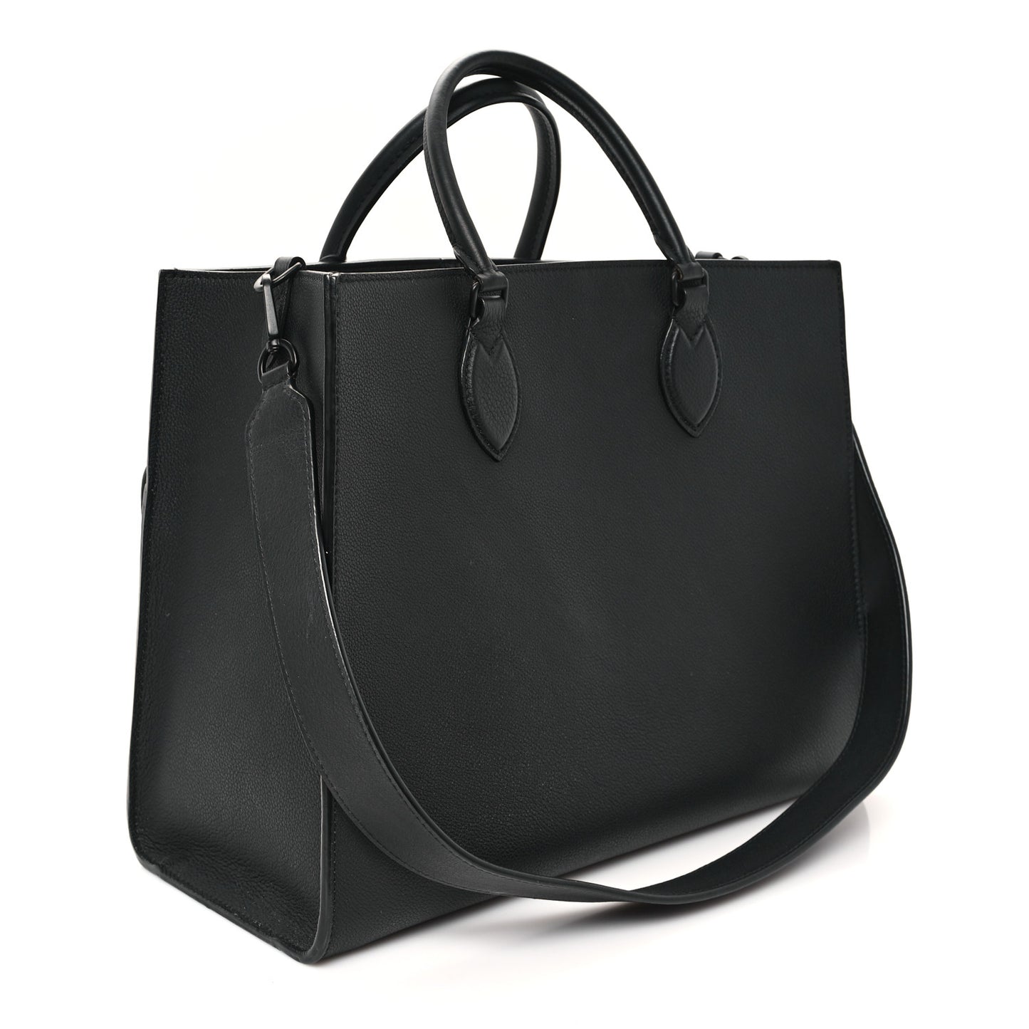 Soft Calfskin Lockme Tote MM Black