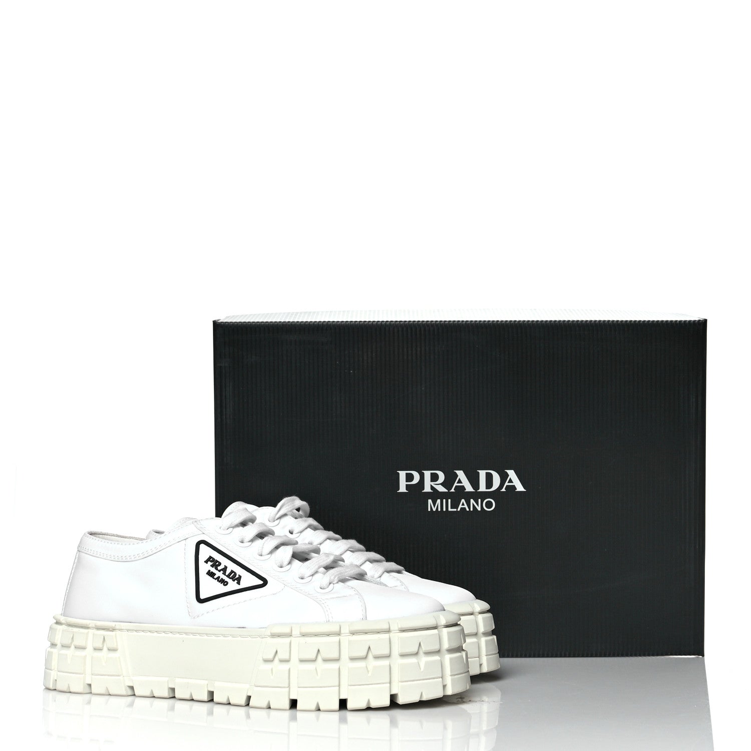 Prada Re-Nylon Gabardine Triangle Logo Double Wheel 50mm Sneakers 40 White 9 of 9