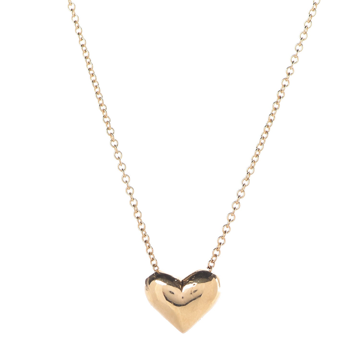Tiffany 18K Yellow Gold Small Puff Heart Pendant Necklace 4 of 7