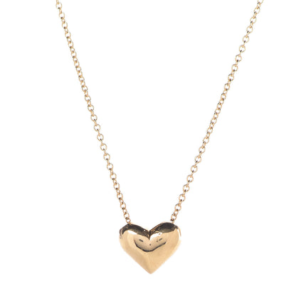 Tiffany 18K Yellow Gold Small Puff Heart Pendant Necklace 4 of 7