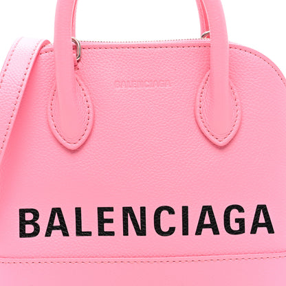 Balenciaga Signature Grained Calfskin Logo XXS Ville Top Handle Bag Rose Bubblegum Black 7 of 9