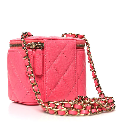 Chanel Caviar Quilted Mini Vanity Case With Chain Pink 3 of 11