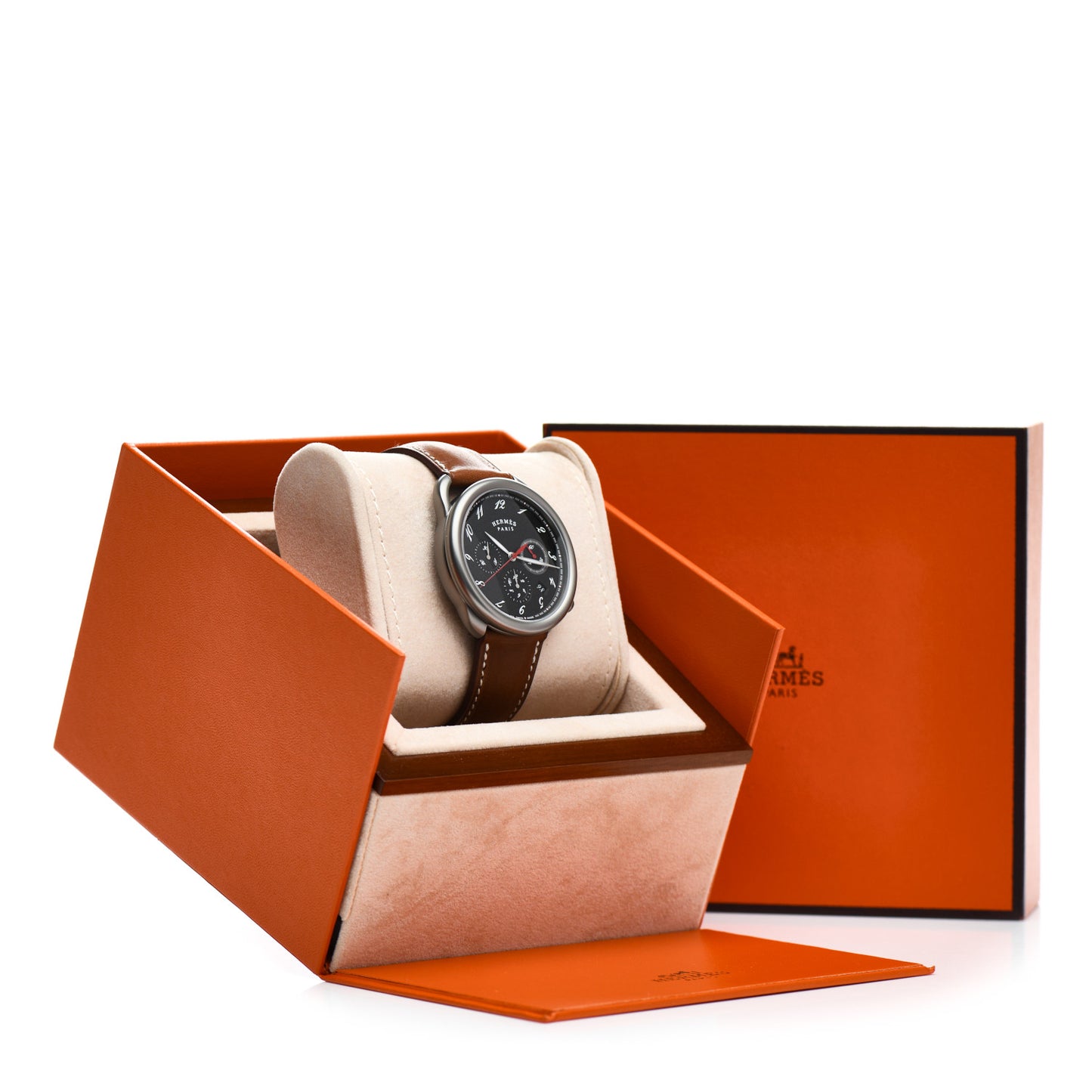 Titanium Barenia 41mm Chronograph Arceau Automatic Watch Cognac