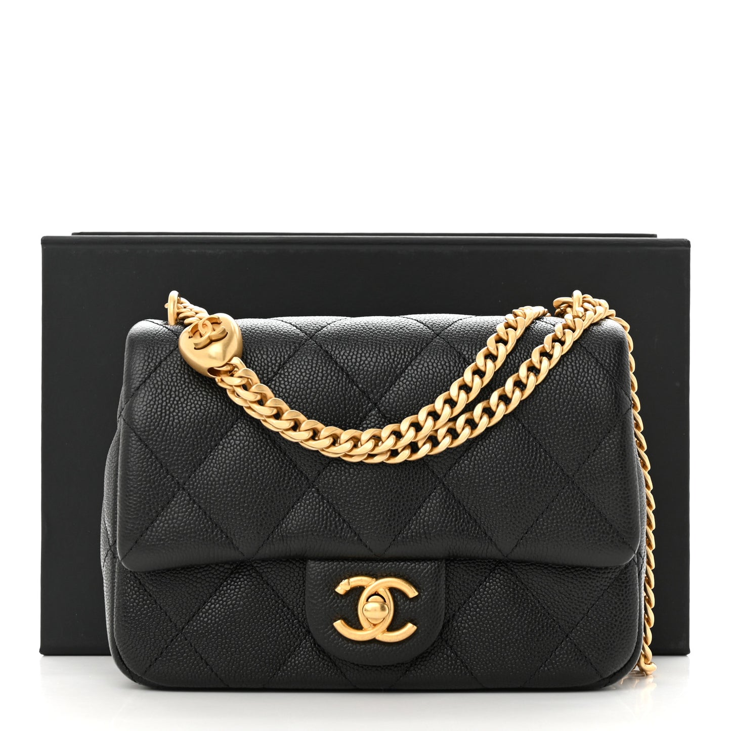 Caviar Quilted Mini Sweetheart Flap Black