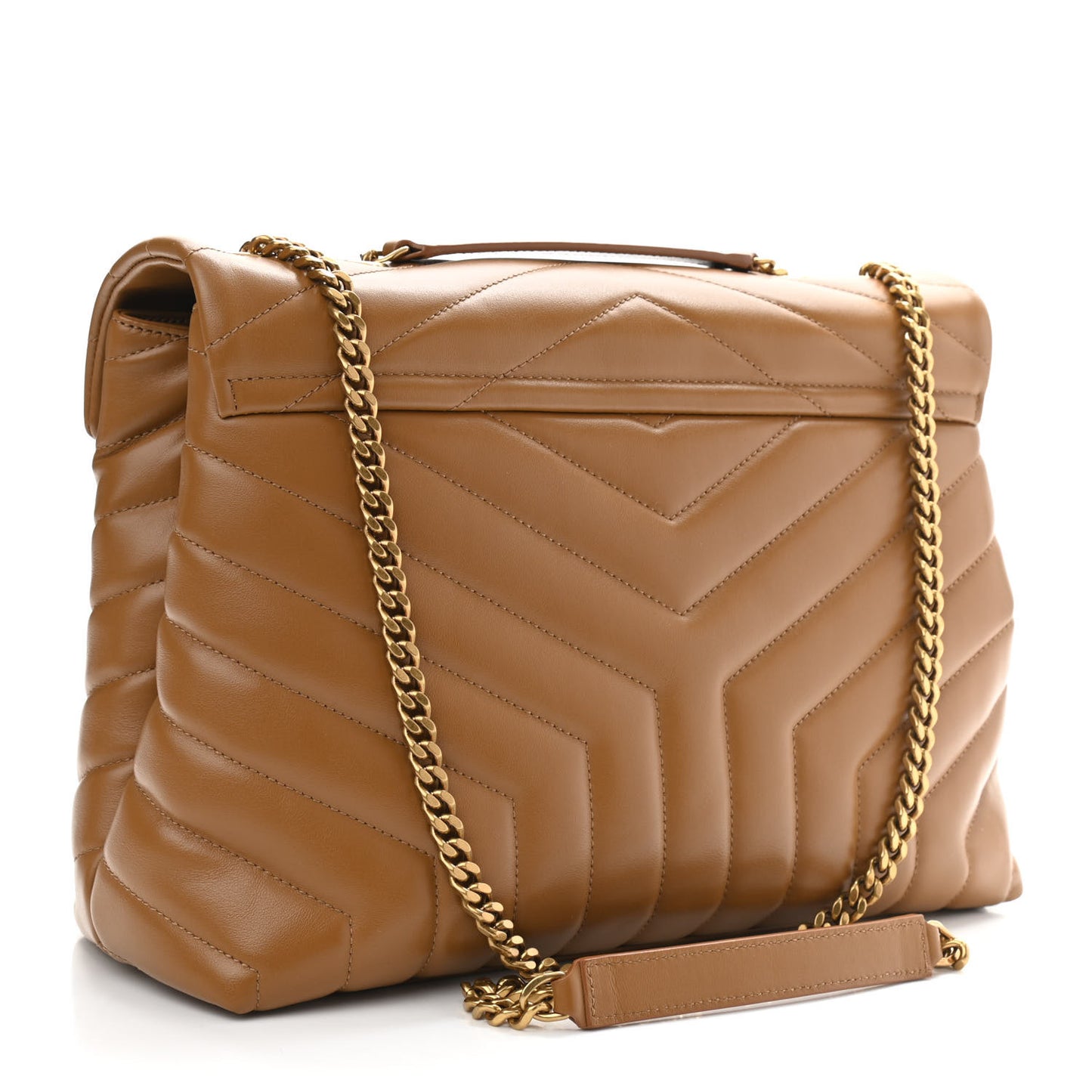 Calfskin Y Quilted Monogram Medium Loulou Chain Satchel Dark Natural
