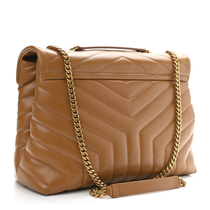 Saint Laurent Calfskin Y Quilted Monogram Medium Loulou Chain Satchel Dark Natural 3 of 13