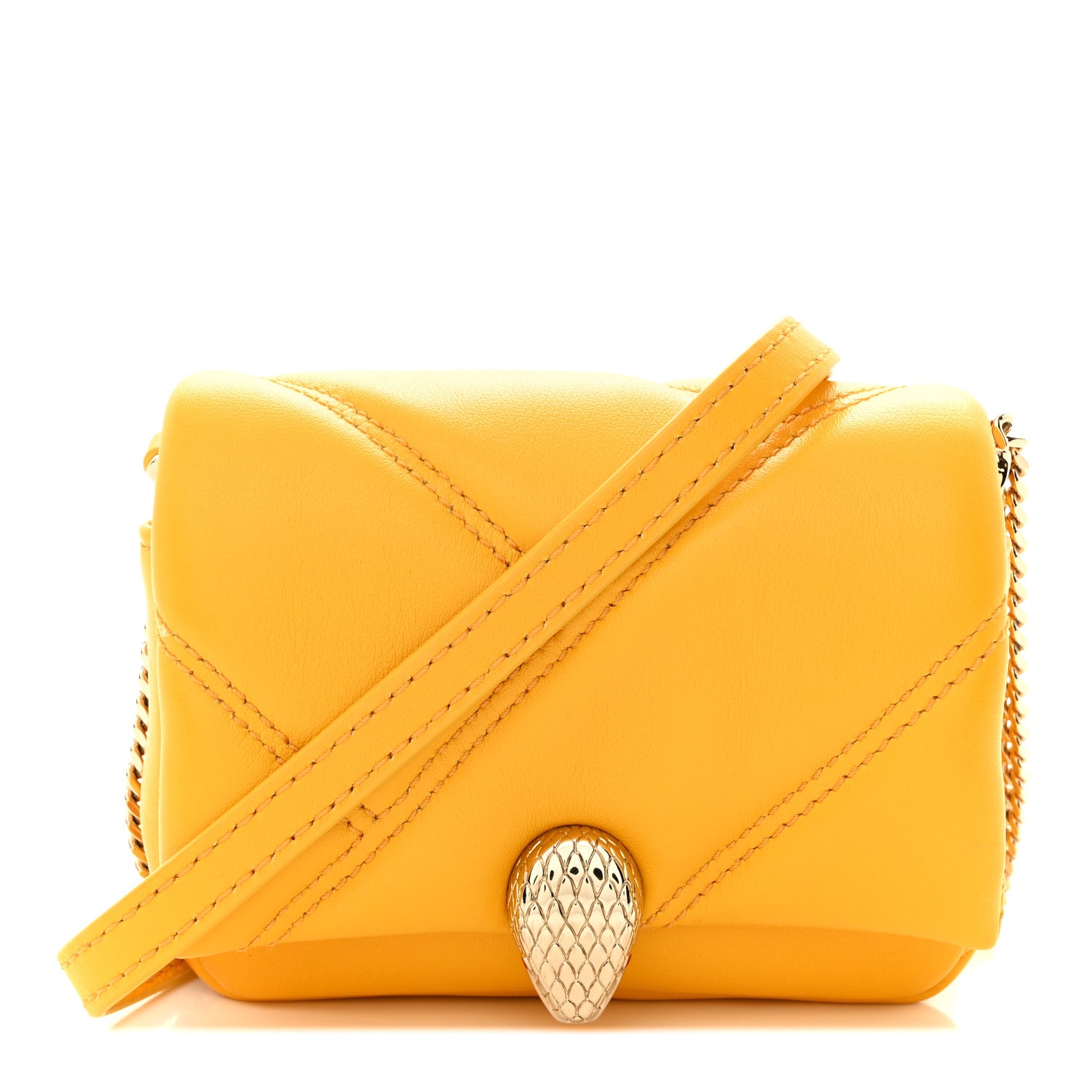 Bulgari Calfskin Serpenti Cabochon Micro Bag Yellow 1 of 10