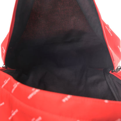 Balenciaga Twill Nylon Allover Logo Print Explorer Backpack Rouge Vermillion White 4 of 4