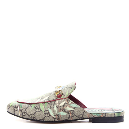 Gucci GG Supreme Monogram Tian Womens Princetown Slippers 38 Beige Ebony Multicolor 1 of 11